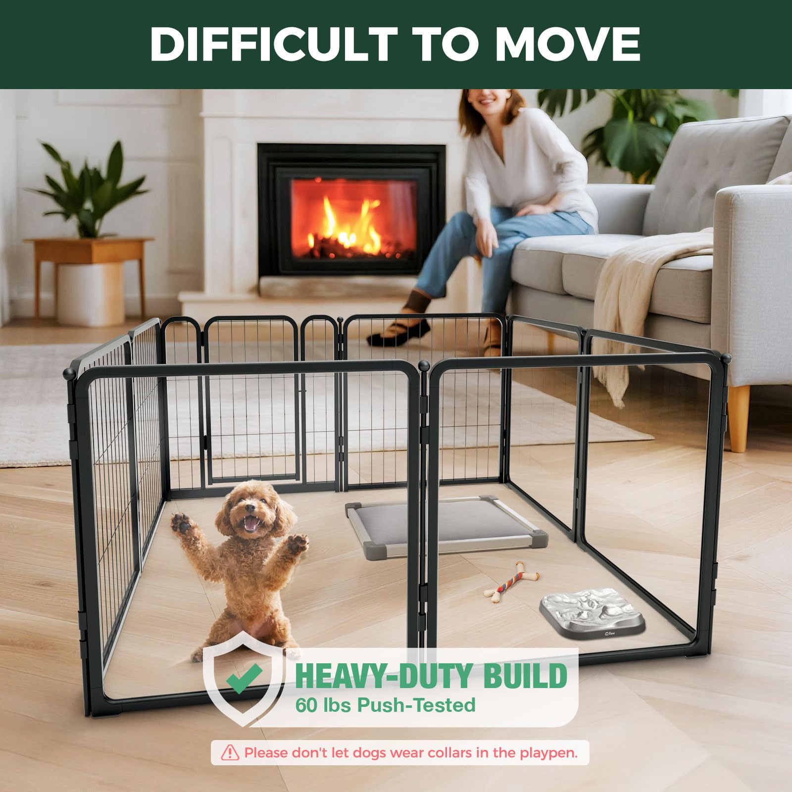 FXW Pawadise clear acrylic panels provide visibility for calm, monitored puppy play