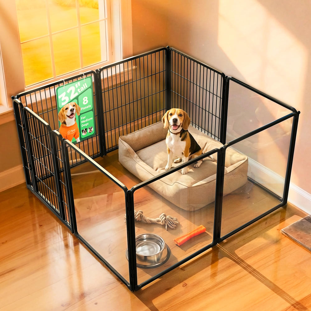 FXW Pawadise hybrid acrylic panel offers clear visibility for calm indoor play.