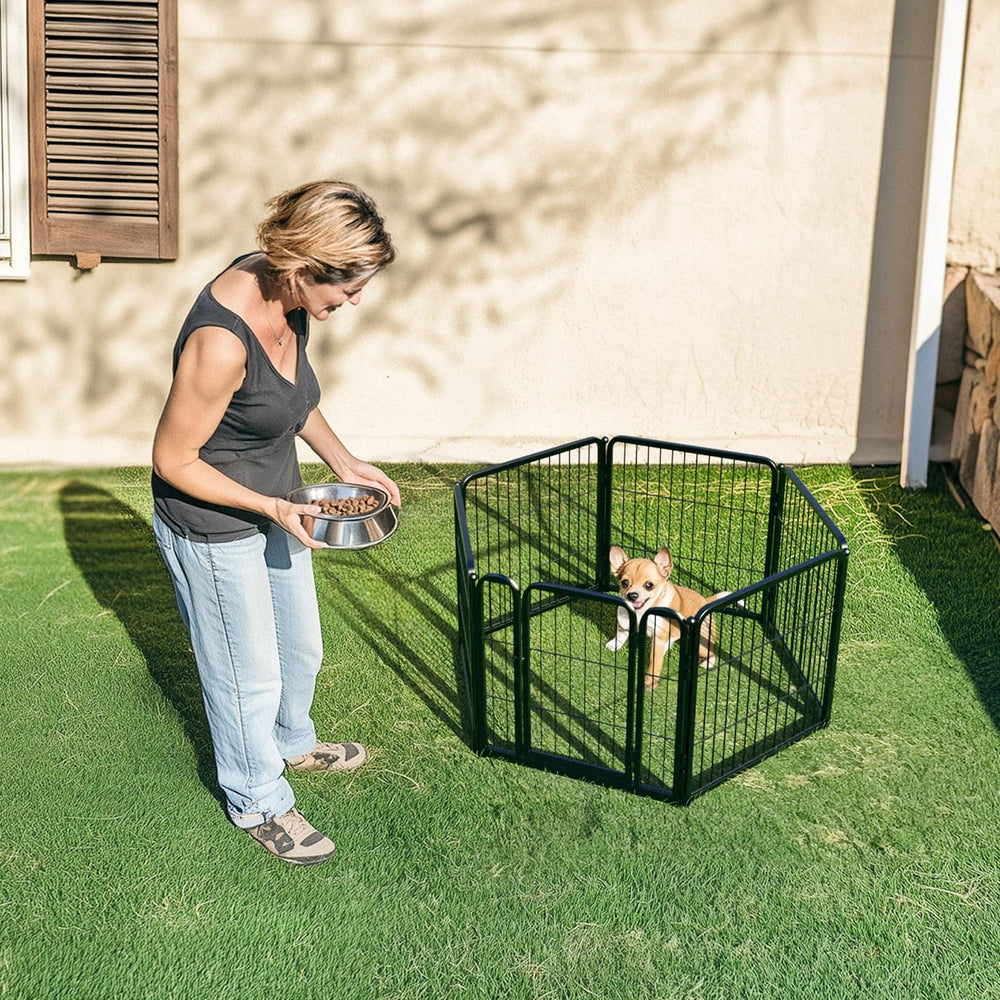 FXW Rollick Unleashed dog-pen door open demonstrates easy-access entry for puppies