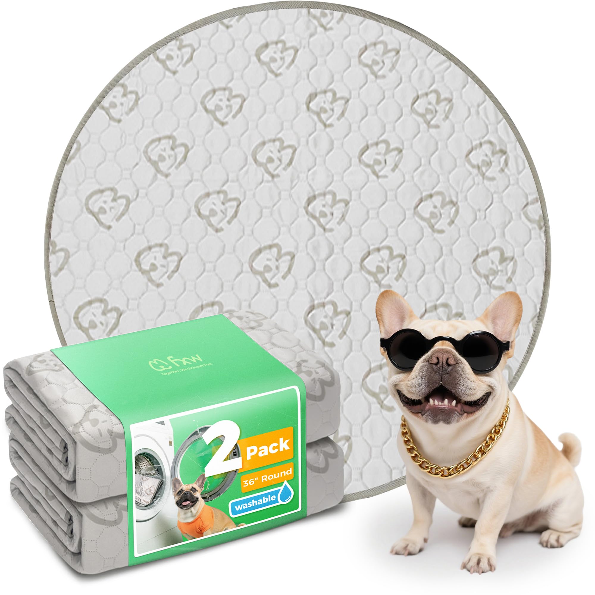 FXW washable dog pee pad round 36-inch khaki keeps whelping box clean and dry