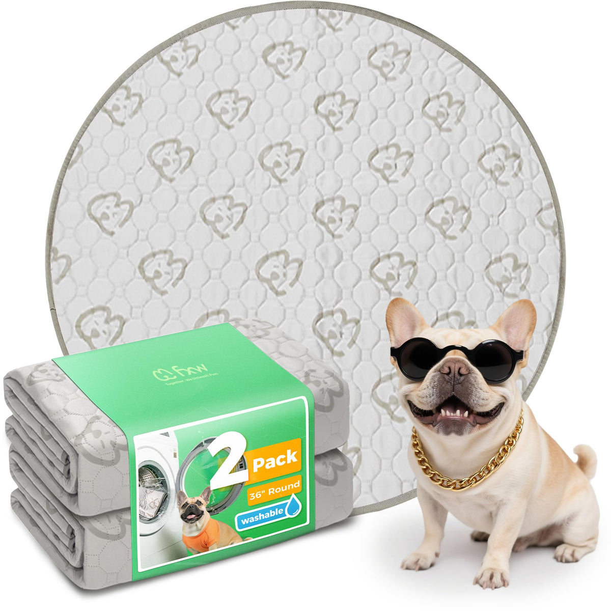 FXW washable dog pee pad round 36-inch khaki keeps whelping box clean and dry