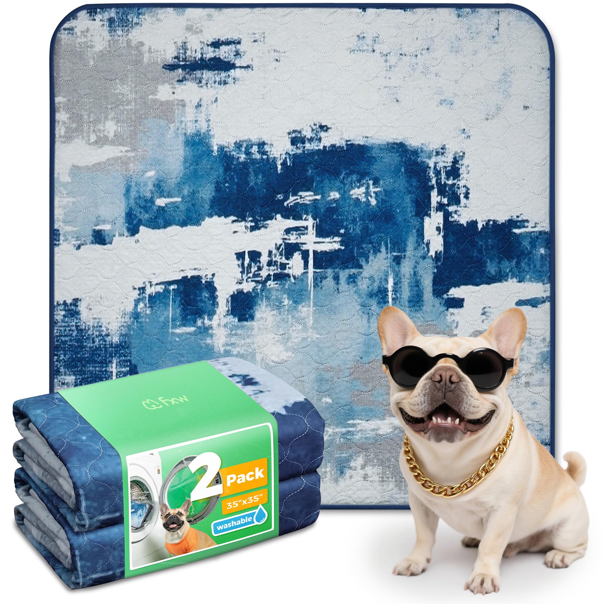 FXW washable pee pad 35-inch square top view for potty training space.