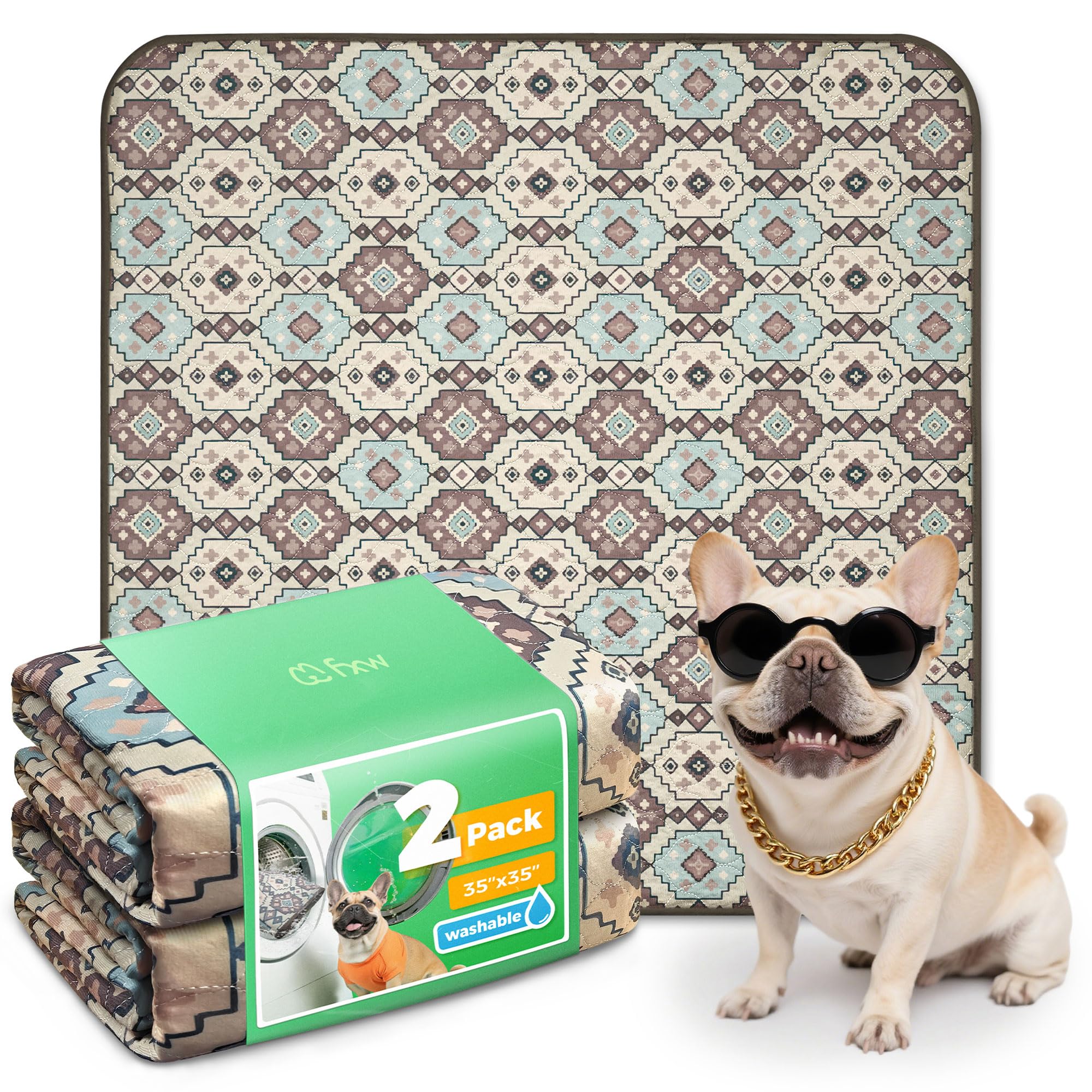FXW washable pee pad with absorbent layer keeps play areas dry.