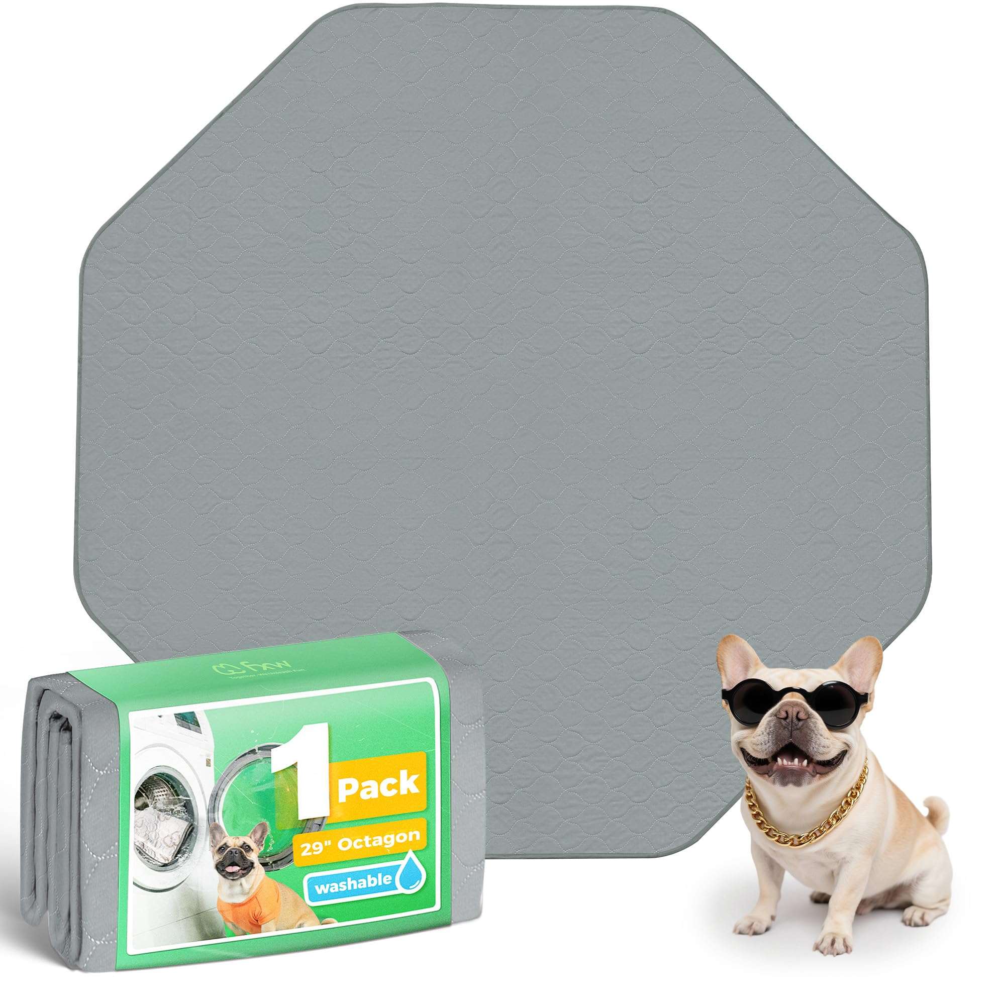 FXW washable pee pad with absorbent layer for high liquid capacity.