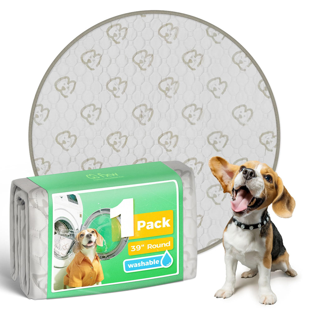 FXW washable pee pad round 39in khaki providing roomy whelping box surface