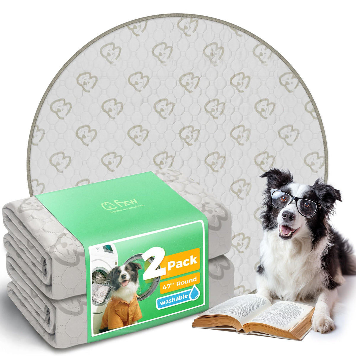 FXW washable pee pad round flatlay for quick cleaning and setup