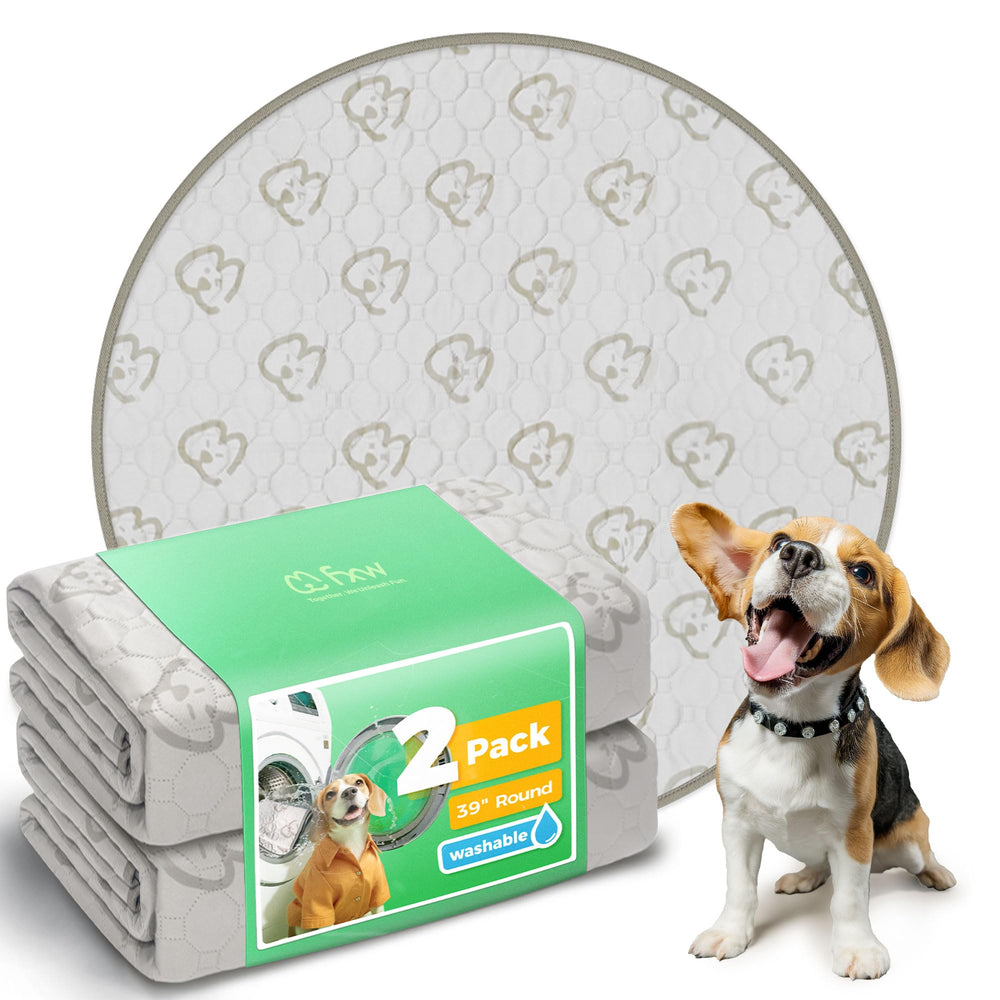 FXW Washable Pee Pads 39-inch round khaki 2-pack, ideal for keeping a whelping box clean.