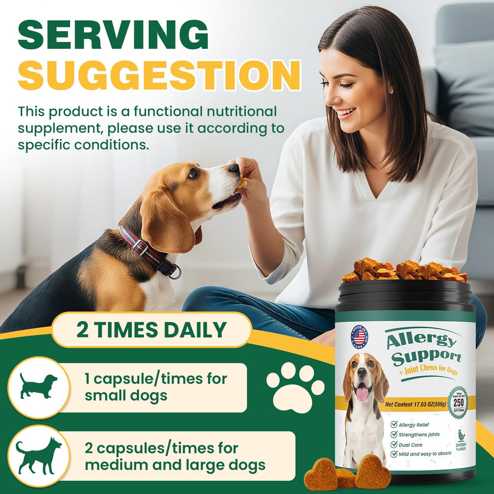 FXZRQJ dog allergy chews texture close-up indicators chewable appeal and routine ease