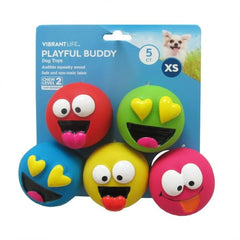 FYNORI emoticon latex dog toy pack shown for interactive play and variety