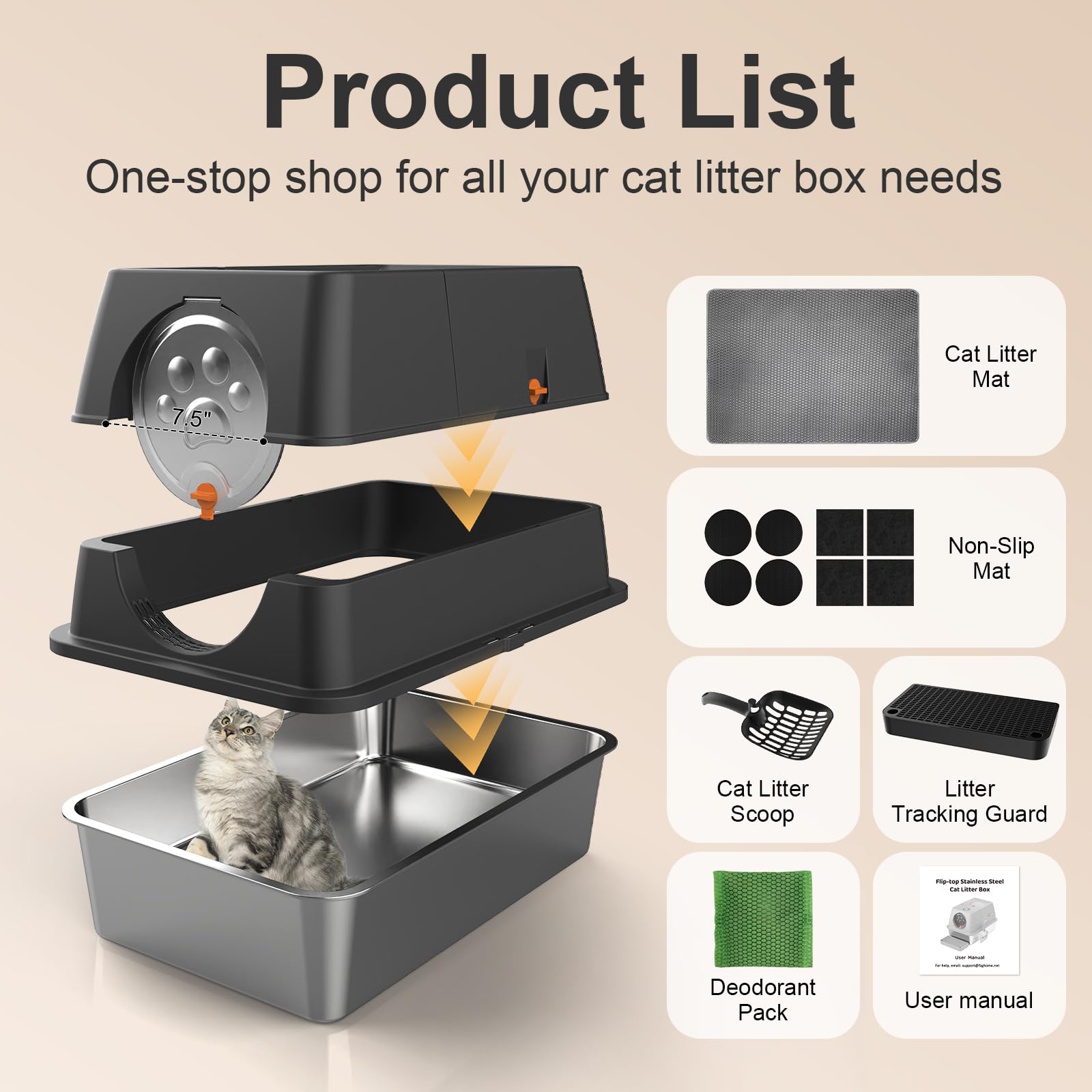 FZGhome high-sides top shield prevents litter scatter during use