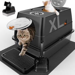 FZGhome stainless steel litter box with lid – roomy interior for big cats and easy cleaning