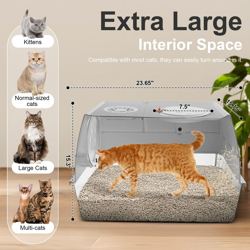 FZGhome XL litter box with lid, top view showing enclosed option for odor control.