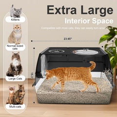 FZGhome XL litter box inside view shows ample space for cats to turn around
