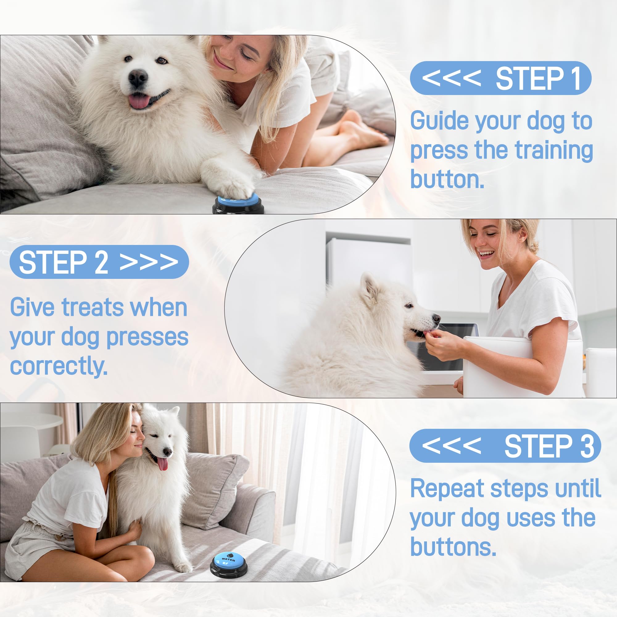 Fzixvow 8-pack color-coded dog buttons aid quick command association.