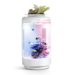 FZONE 1.2Gal desktop aquarium top view emphasizes space-saving desk decor