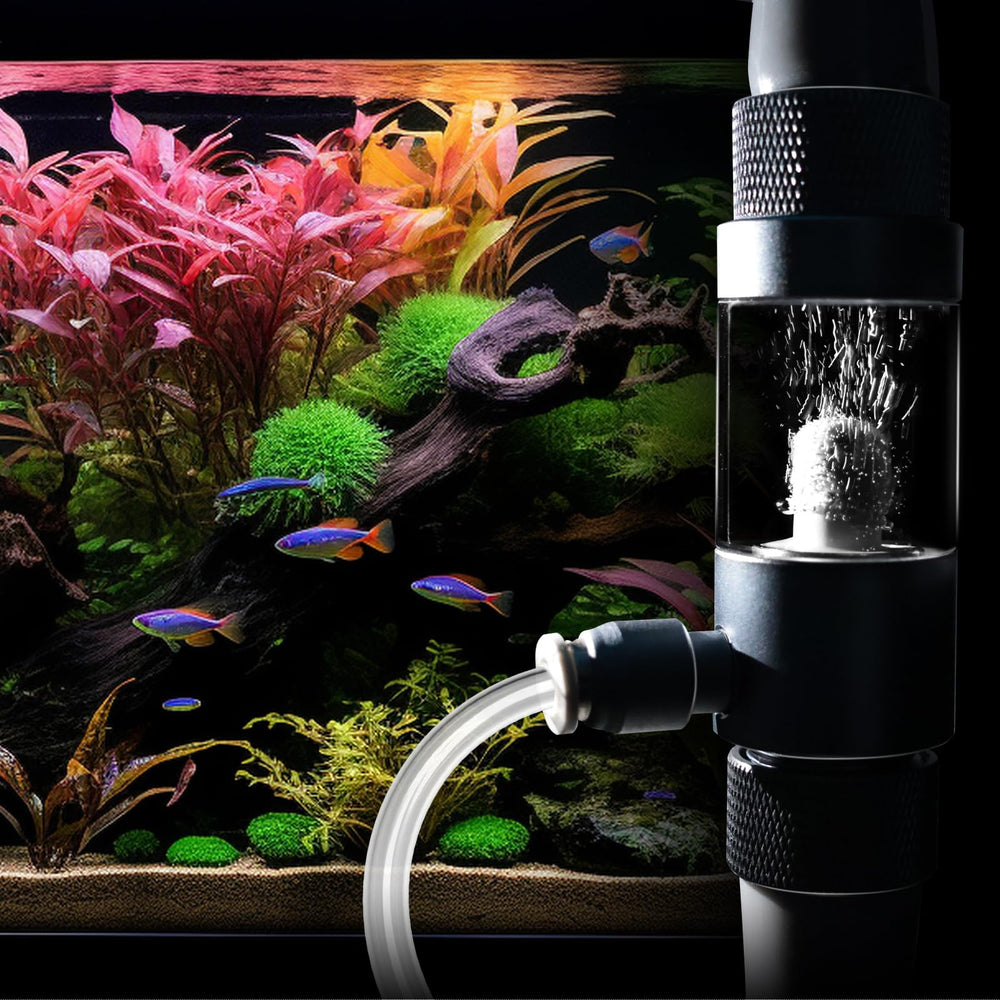 FZONE external diffuser mounted on aquarium outflow, reducing tank clutter and bulk