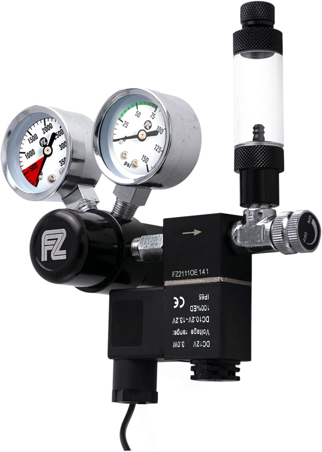 FZONE aquarium CO2 regulator with DC solenoid and bubble counter for precise dosing