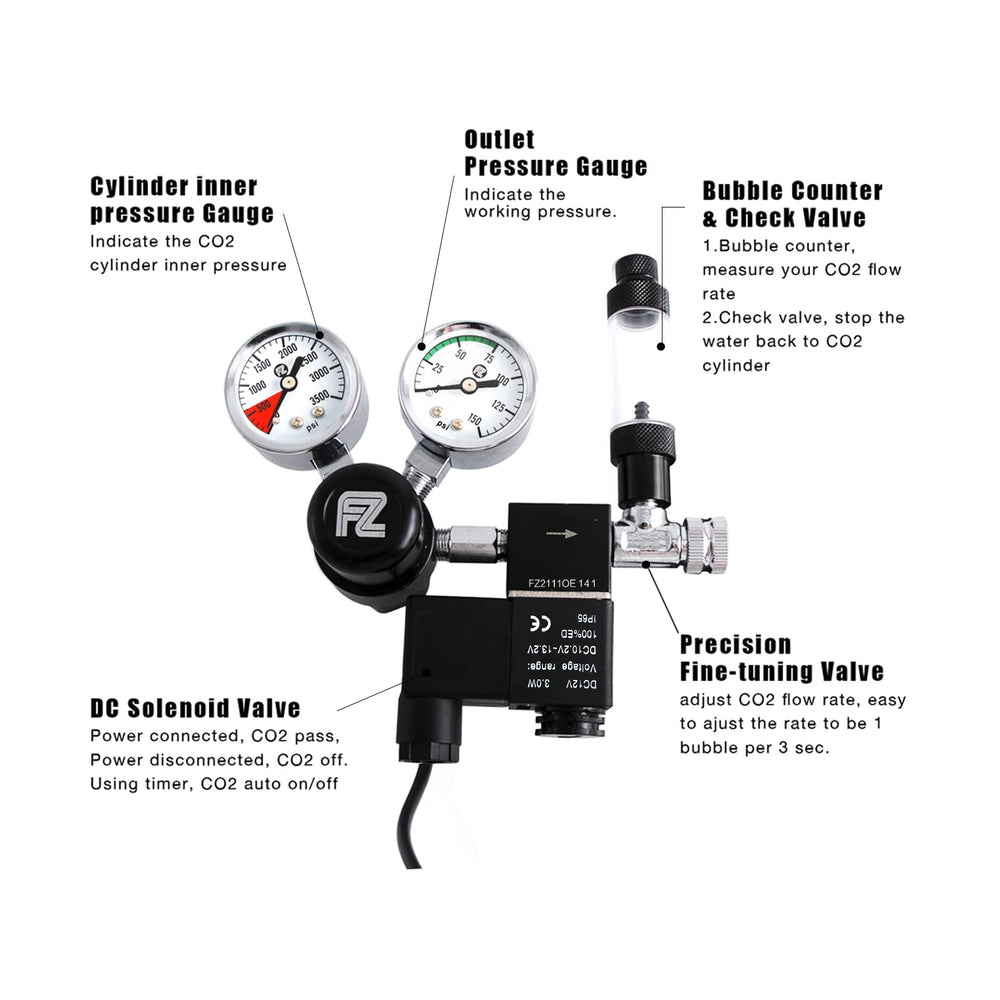 FZONE CO2 regulator pressure knob with knurl for precise tuning