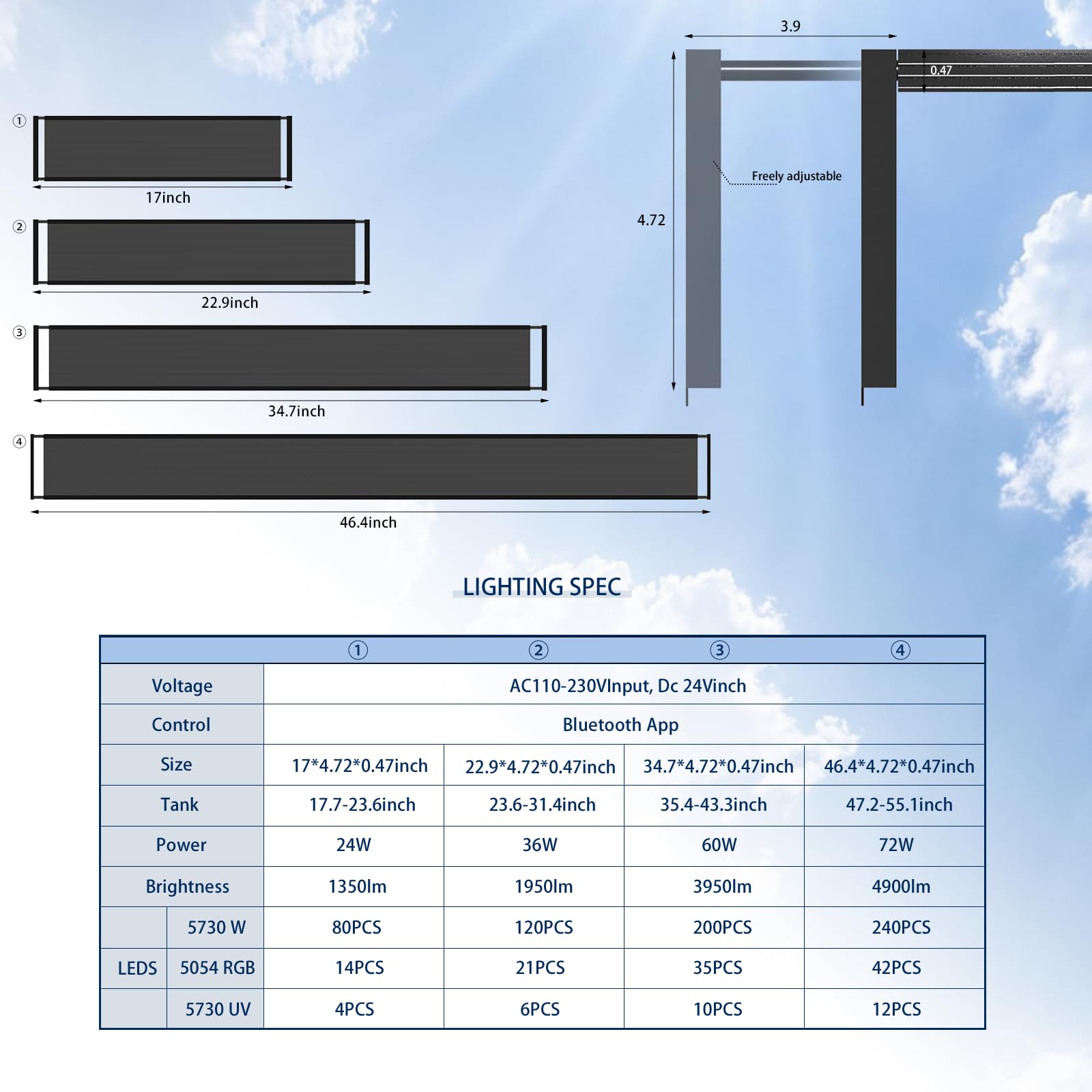 FZONE auto manual custom modes enabling versatile aquarium lighting