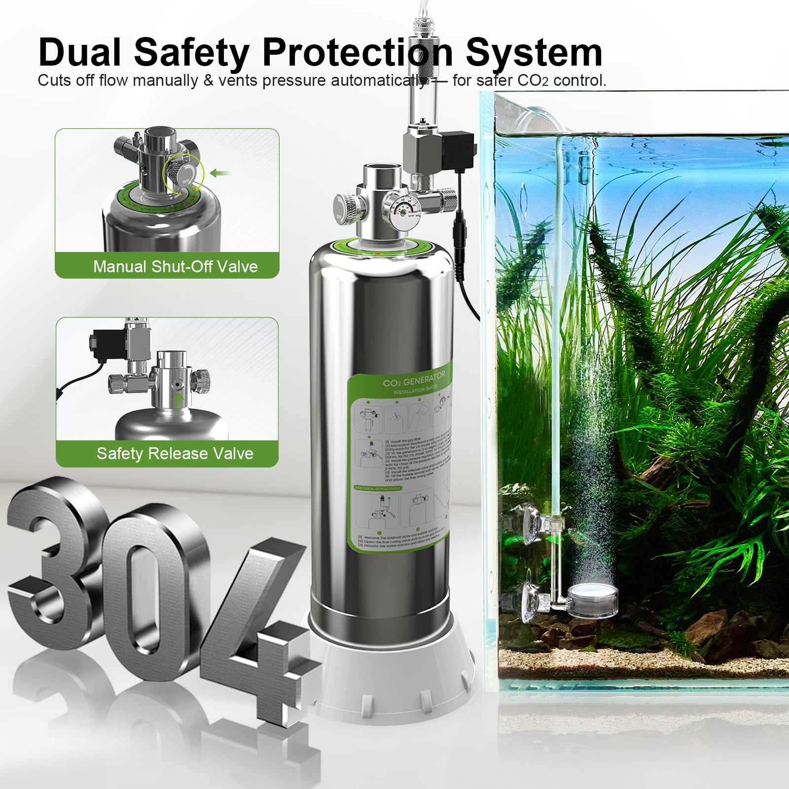 FZONE CO2 diffuser in use promotes efficient gas dissolution for lush aquariums.
