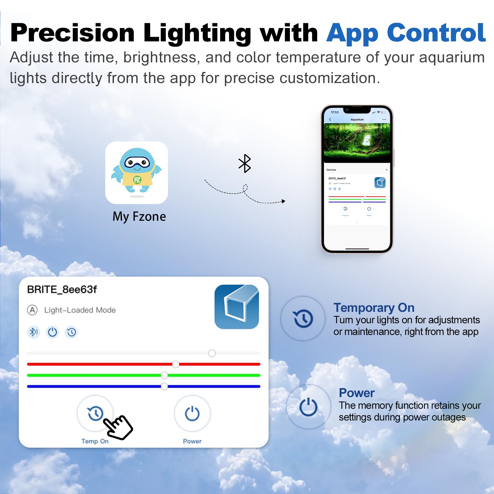 FZONE LED aquarium light full-spectrum output brightens greens without color spots