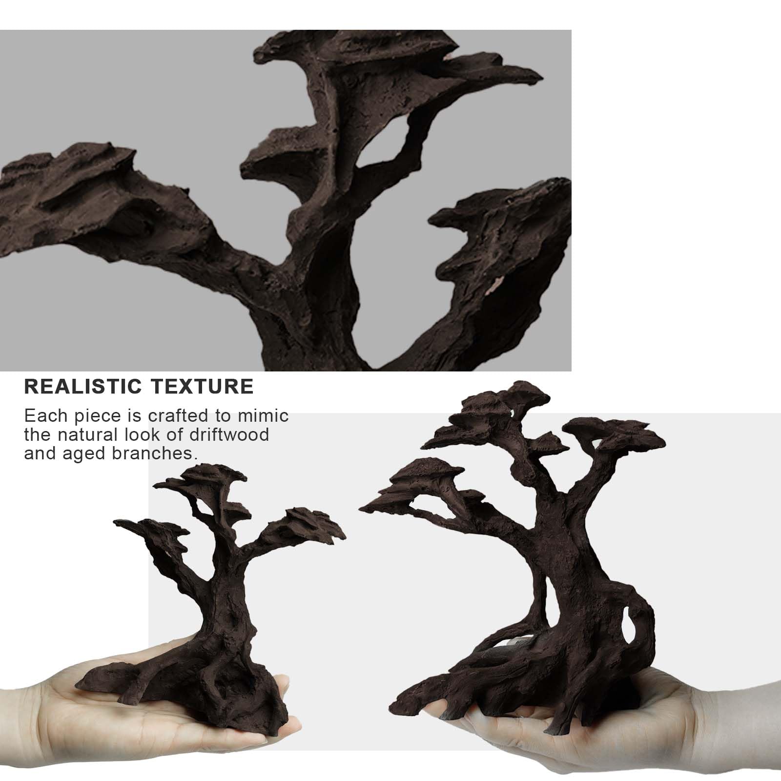 FZONE resin aquascape tree set displays realistic wood textures for easy layouts.