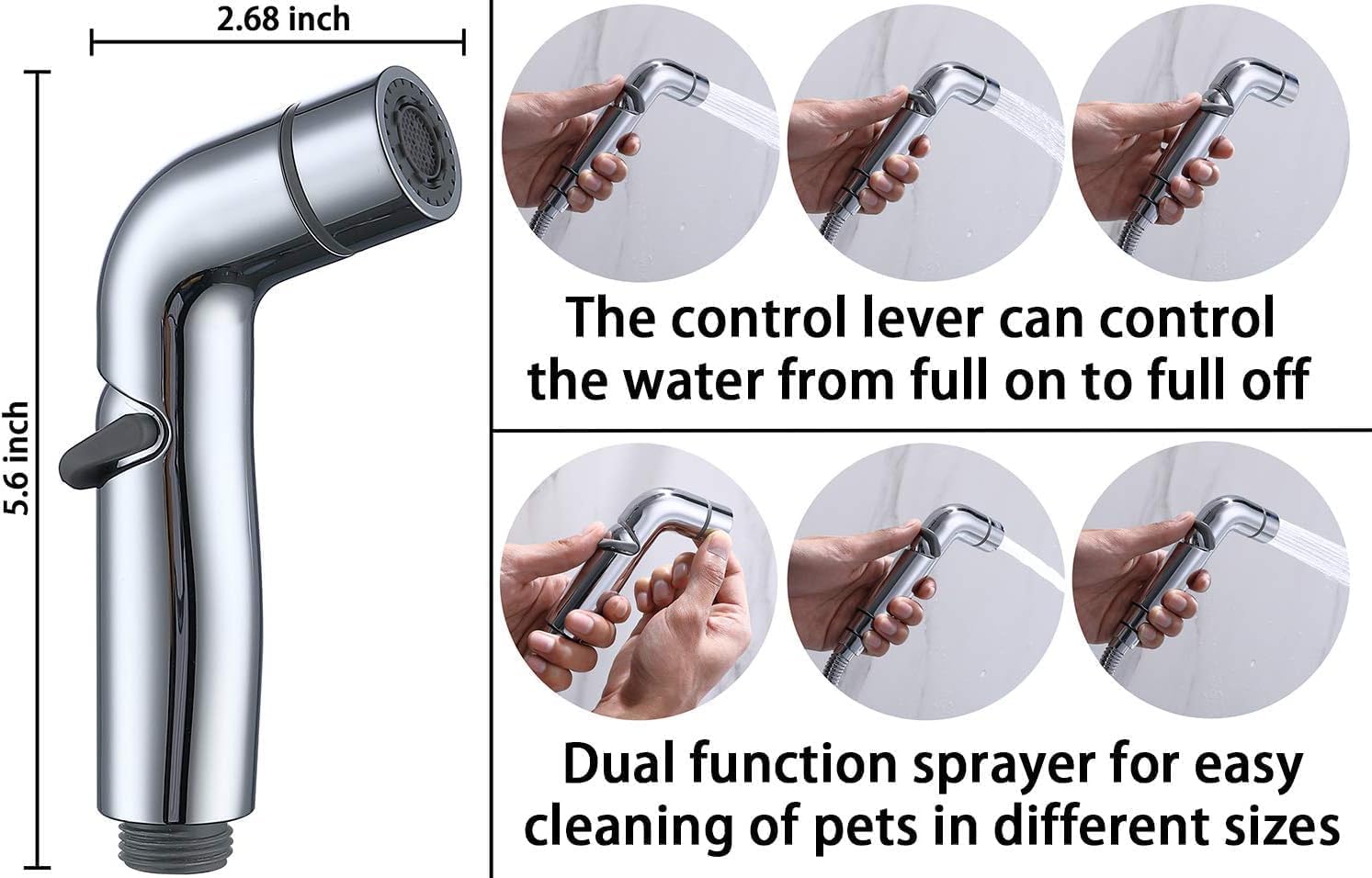 G-Promise 78-inch hose provides extended reach for easy pet bathing