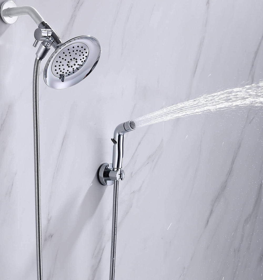 G-Promise chrome dog shower attachment close-up shows sturdy construction