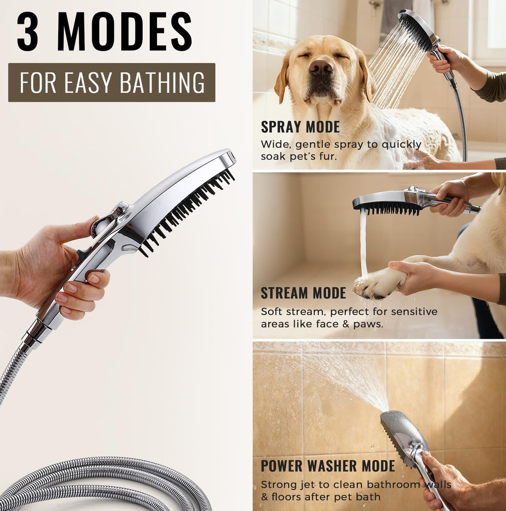 G-Promise pause mode on dog shower attachment saves water during lather
