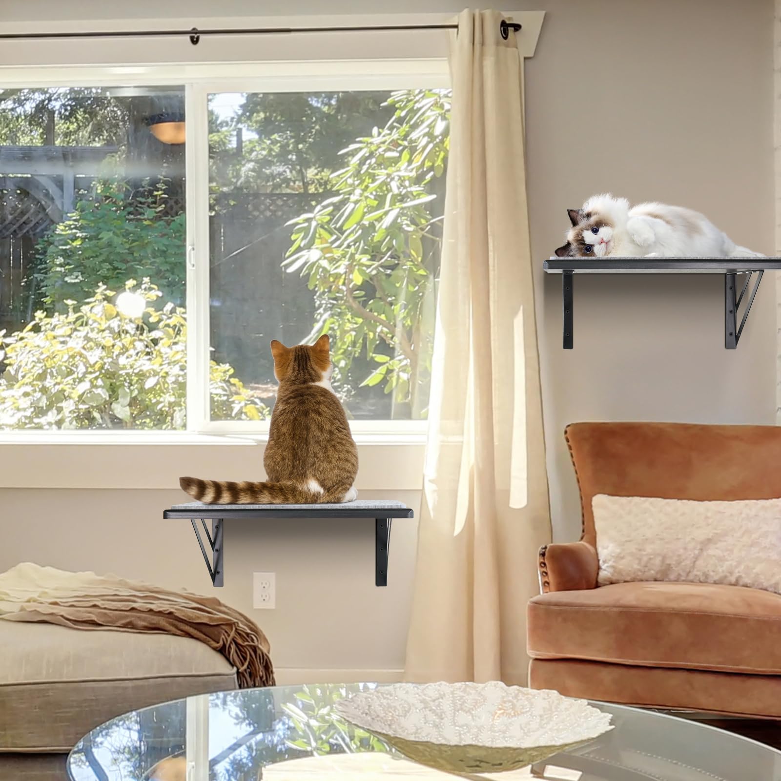 GADKE cat wall shelves installation-tools illustrate simple, tool-assisted setup for secure wall mounting.