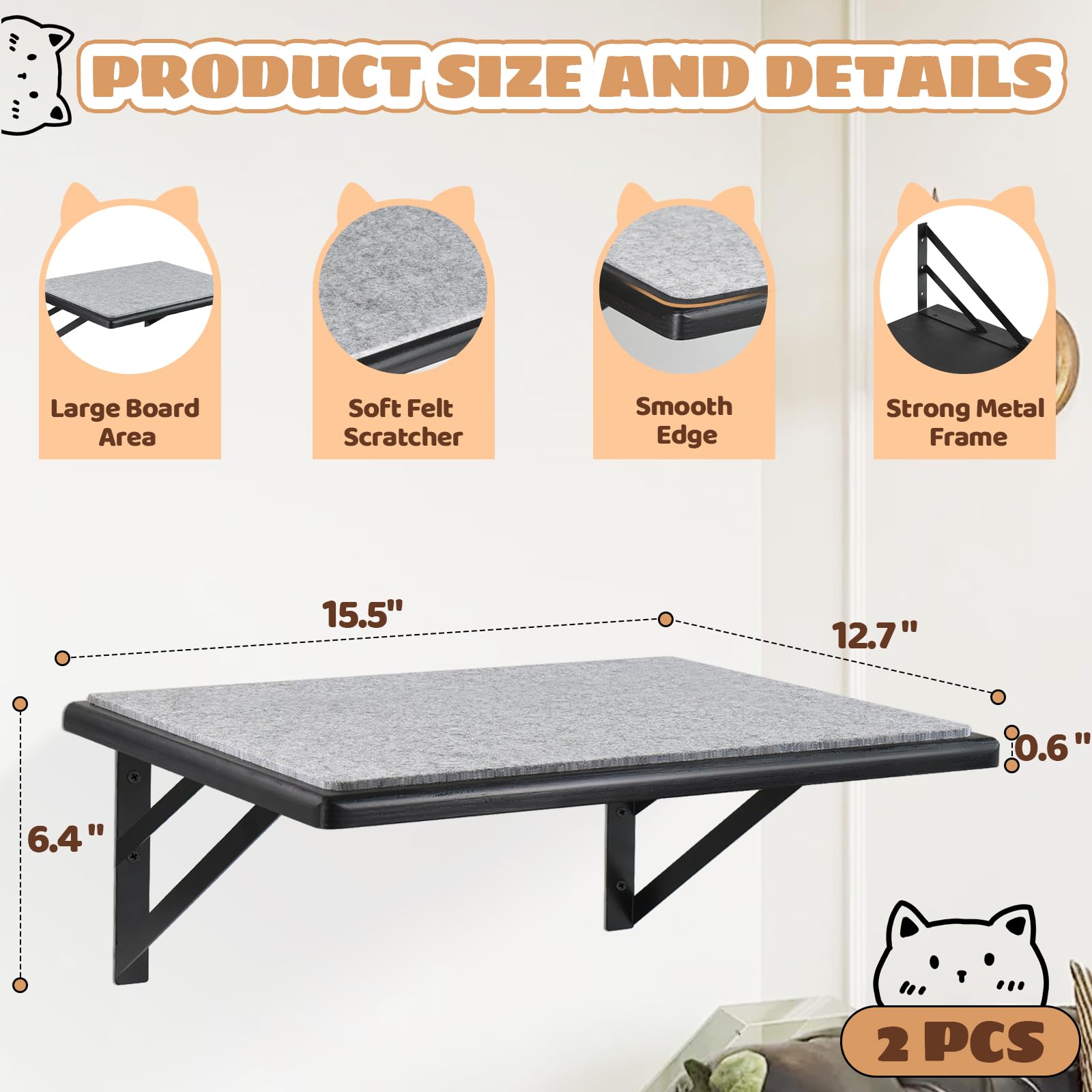 GADKE cat wall shelves modern-decor conveys stylish addition that blends with home interiors.