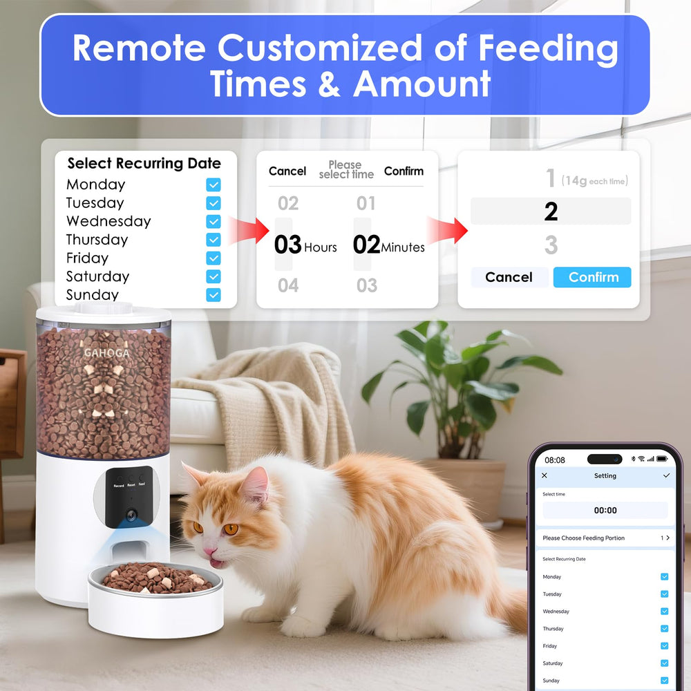 GAHOGA smart app with dual-band WiFi for feeding control from anywhere.