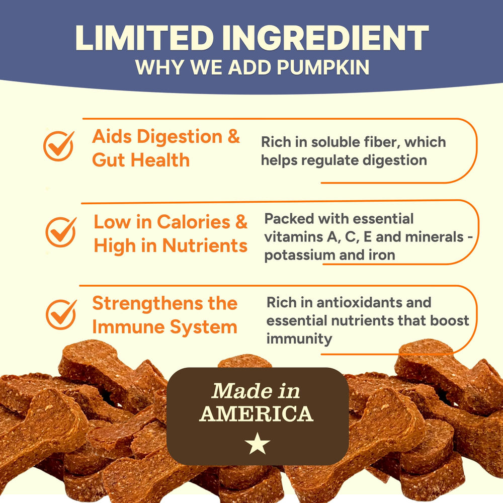 Gaines Family Farmstead ingredients close-up highlights pumpkin and sweet potato for fiber-rich digestion support.