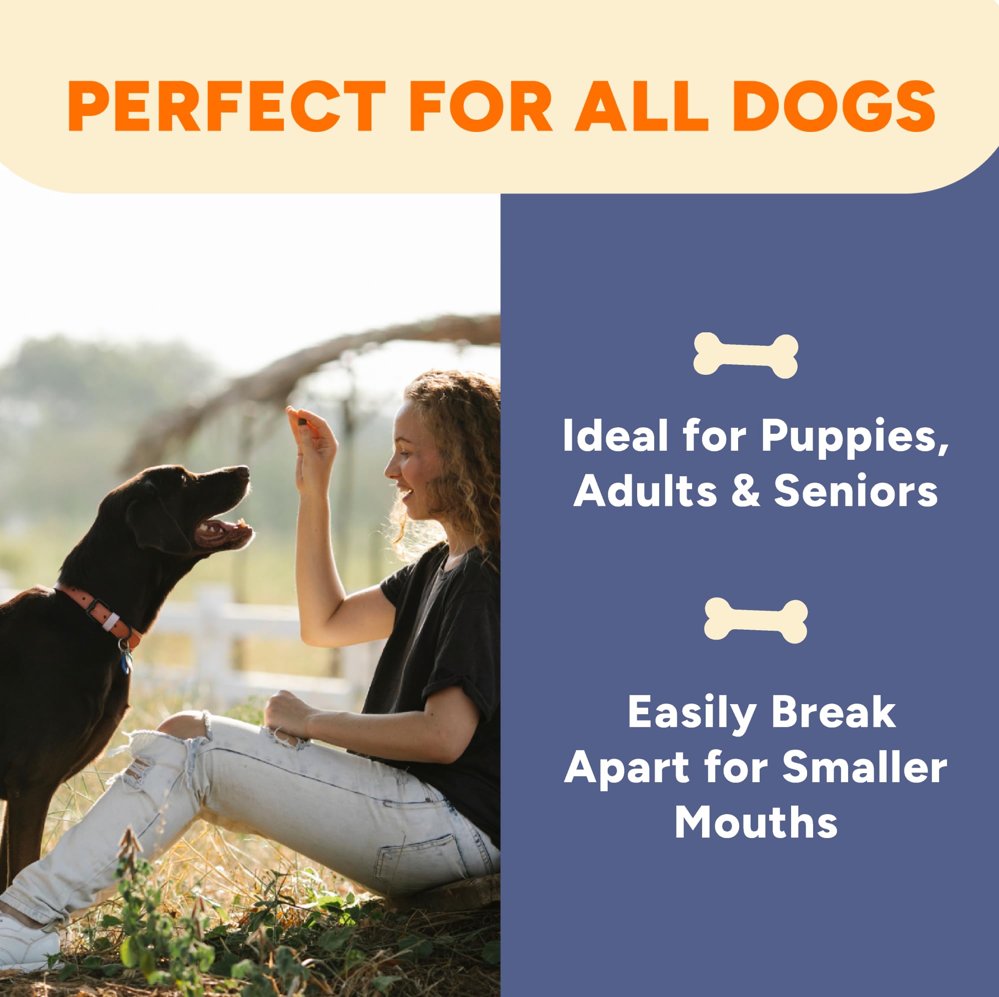 Gaines Family Farmstead small-breed friendly chew demonstrates suitability for small dogs.