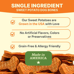 Gaines Family Farmstead Sweet Potato Dog Bones ingredients — single-ingredient wholesome snack.
