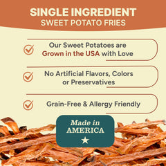 Gaines Family Farmstead Sweet Potato Fries in use: dog enjoying a crunchy, grain-free snack