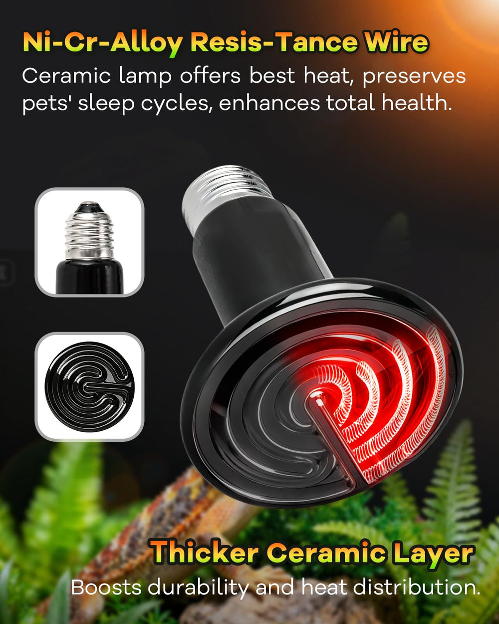 GAJUX heat emitter operating without light for nocturnal reptile rest