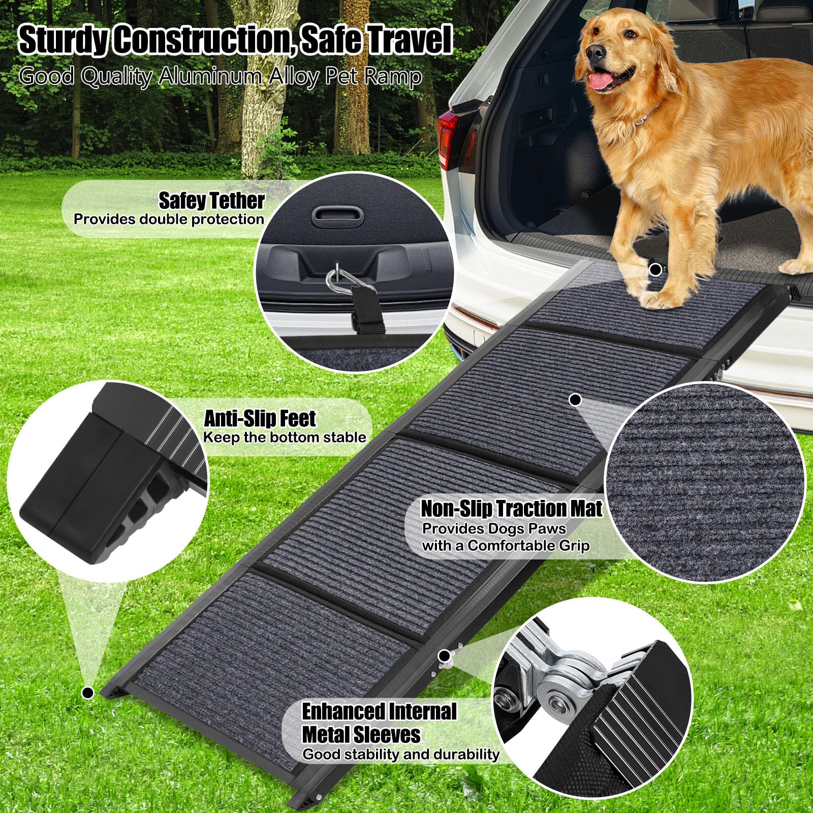 GaliGali dog ramp showing 63-inch length for smooth incline