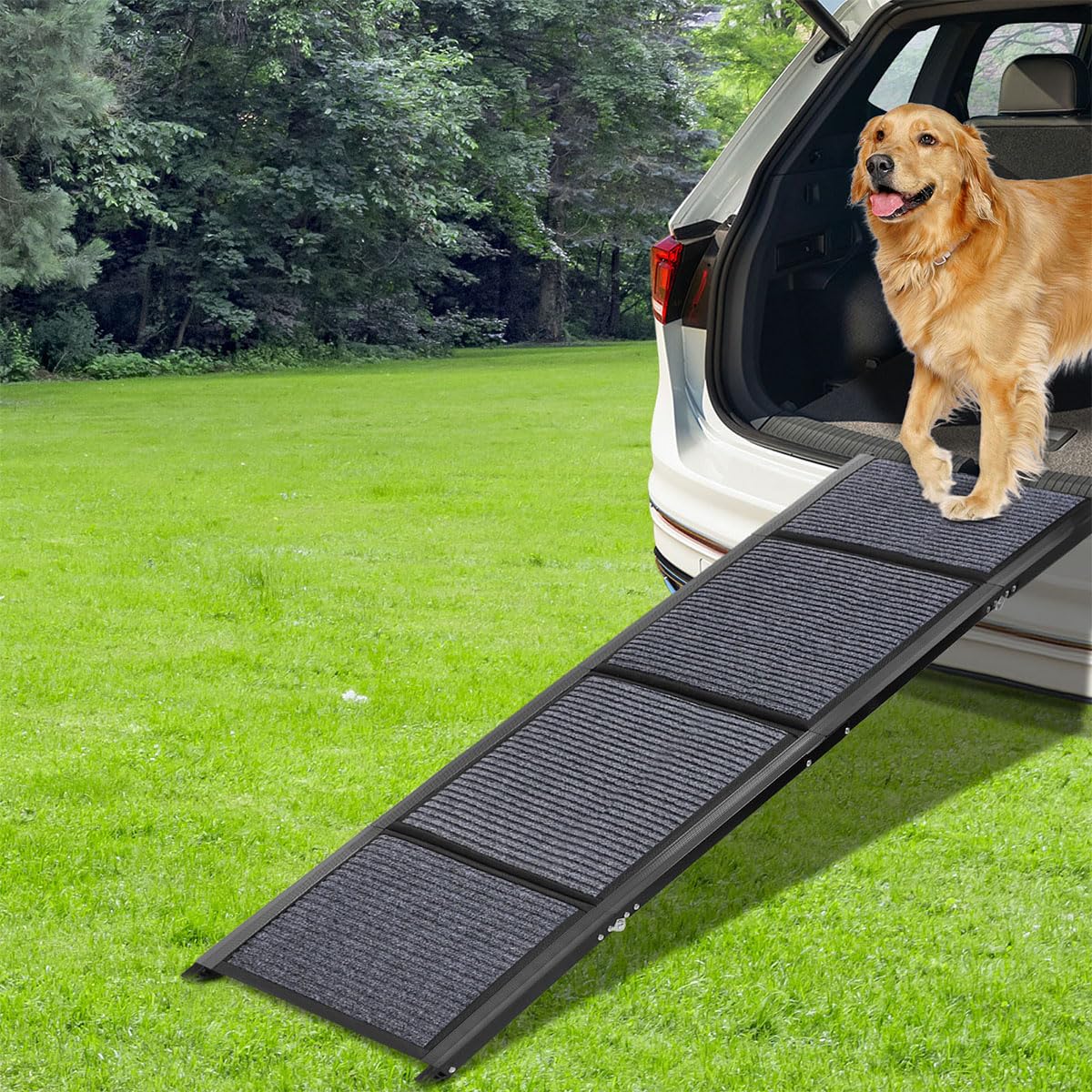 GaliGali dog ramp in use at car entry demonstrating safe loading