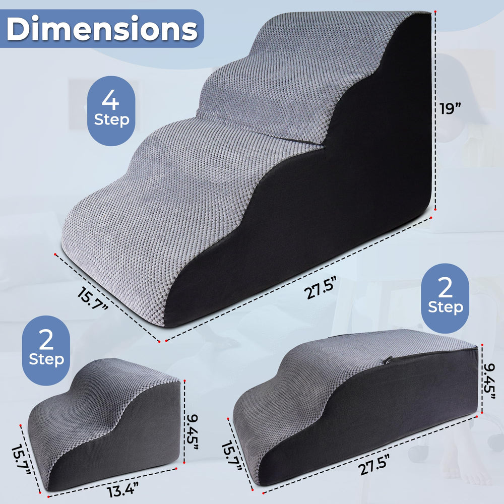 Galleyby 4 Steps Pet Stairs 19-inch height aids climbing onto beds safely.