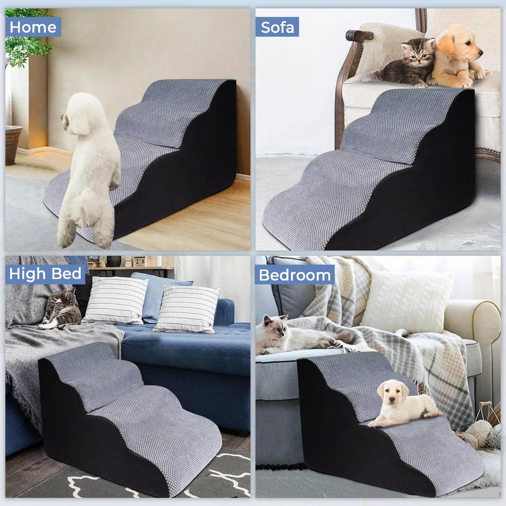Galleyby 4 Steps Pet Stairs 30D foam core provides cushioned support during climbs.