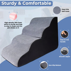 Galleyby 4 Steps Pet Stairs non-slip base keeps stairs steady on any floor.