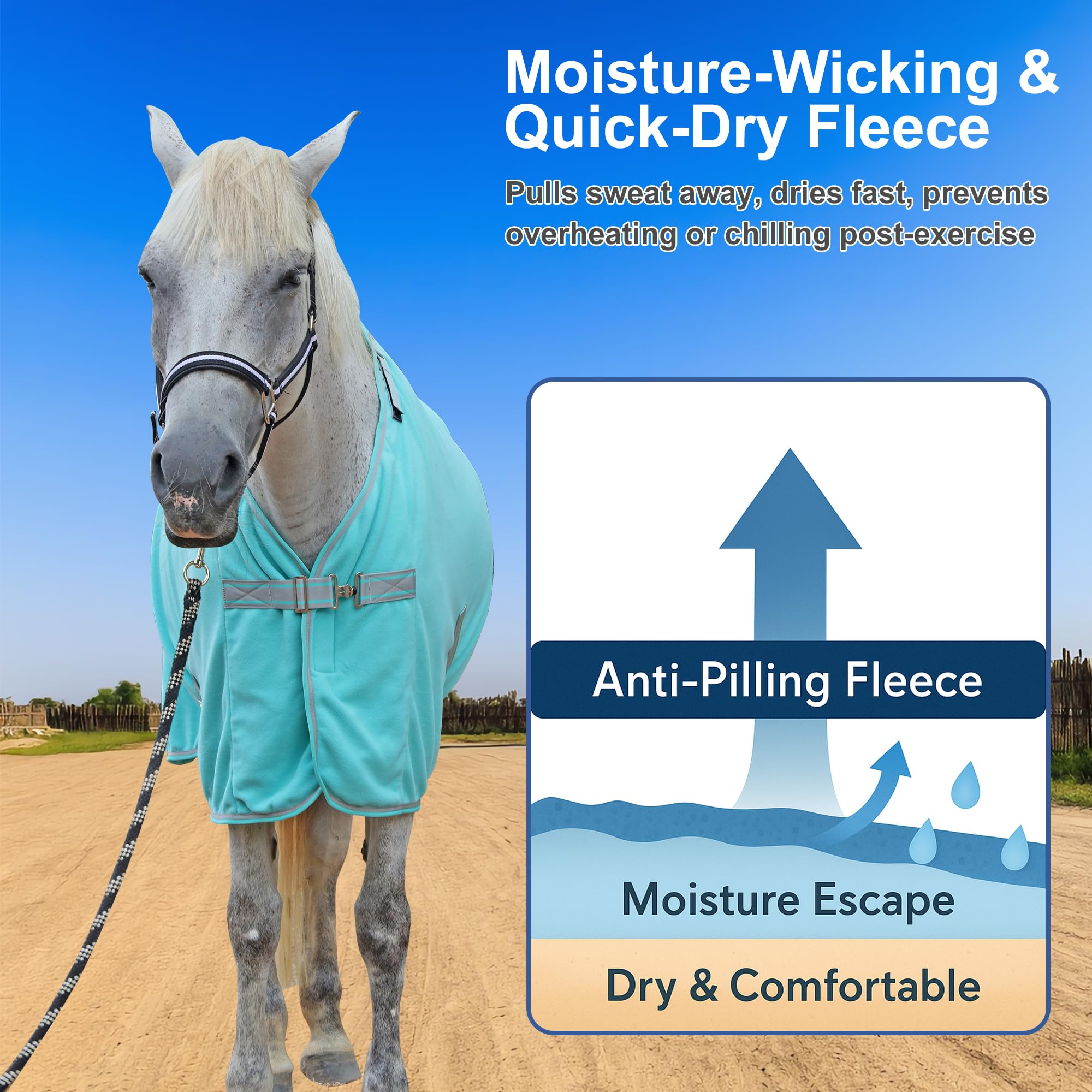 Gallopoff horse fleece cooler close-up fabric texture emphasizes anti-pilling durability