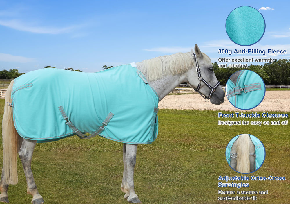 Gallopoff horse fleece cooler front buckle and Velcro ensure easy fastening