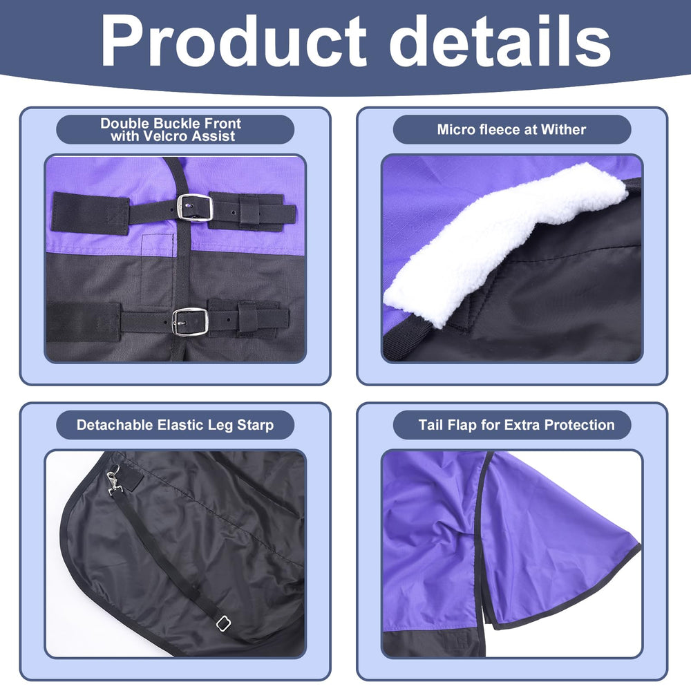 Gallopoff waterproof outer layer demonstrates rain protection for paddock turnout