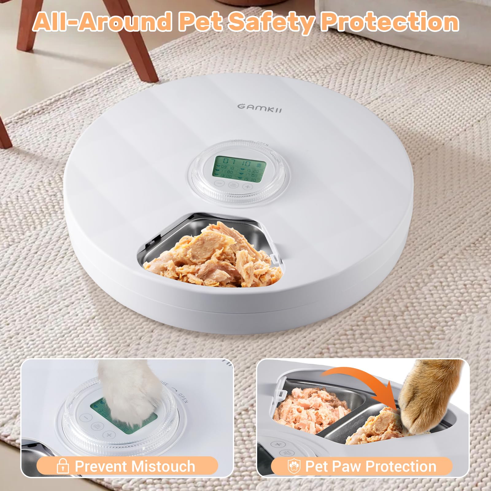GAMKII automatic cat feeder dishwasher-safe parts simplify cleaning routine