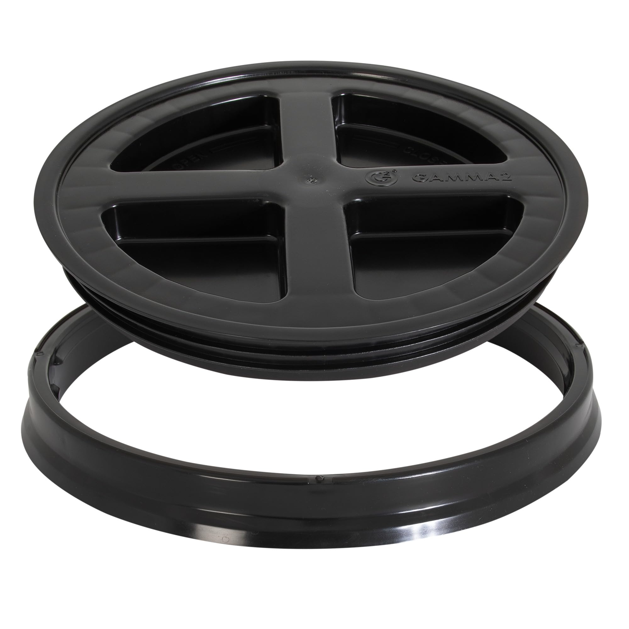 Gamma Seal Lid on bucket cap provides airtight storage for dry foods and pet supplies.