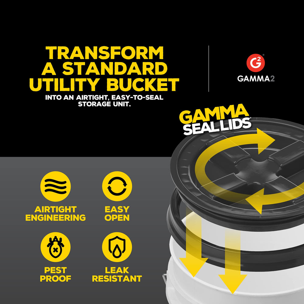 Gamma Seal Lid keeps pests out while preserving contents in storage.