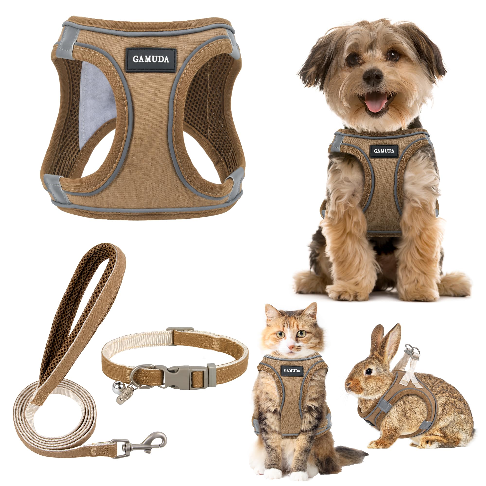 GAMUDA arnés-collar y correa ajustables para paseos cómodos.