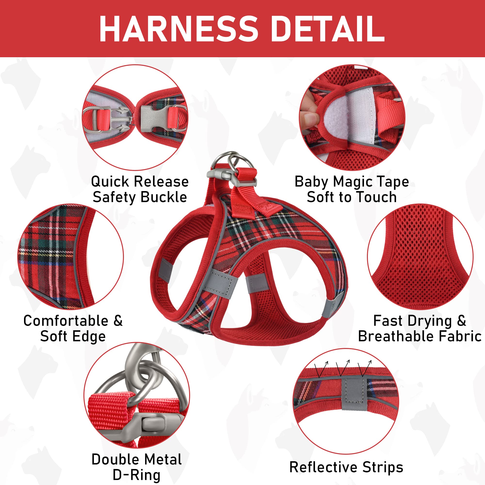 GAMUDA harness and leash set featuring 360-degree rotation metal hook.